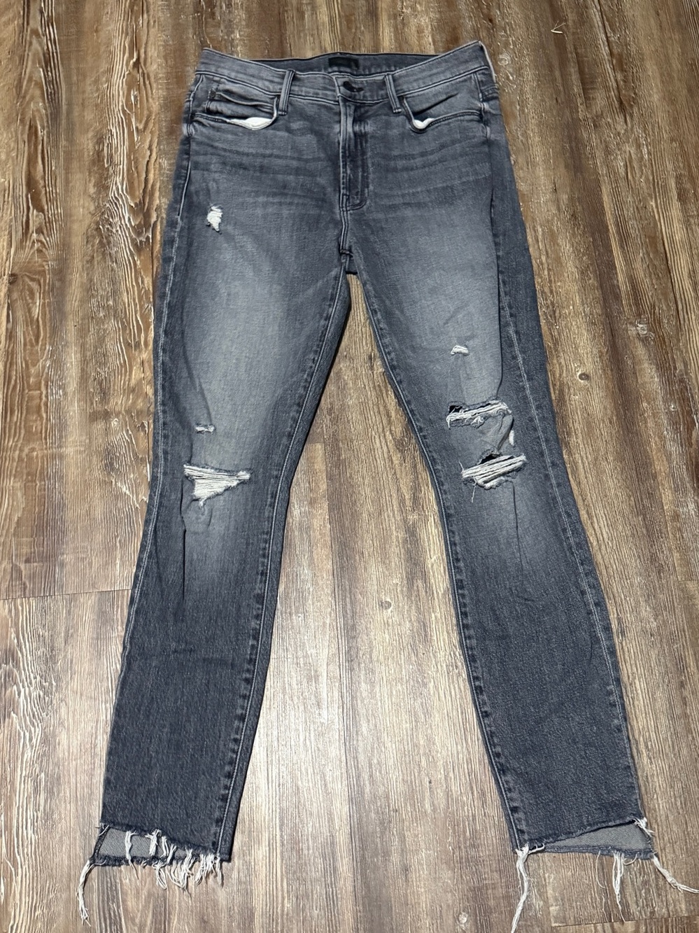 Mother The Stunner Zip Ankle Step Fray Jeans Women's 28 in Unstitched in the Dar